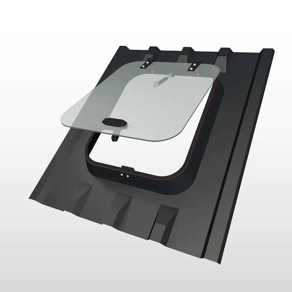 antrasit-ral-7016-perspektif__ Trapez Çatı Uyumlu Çatı Çıkış Kapağı-Antrasit (Ral 7016) - Görsel 1