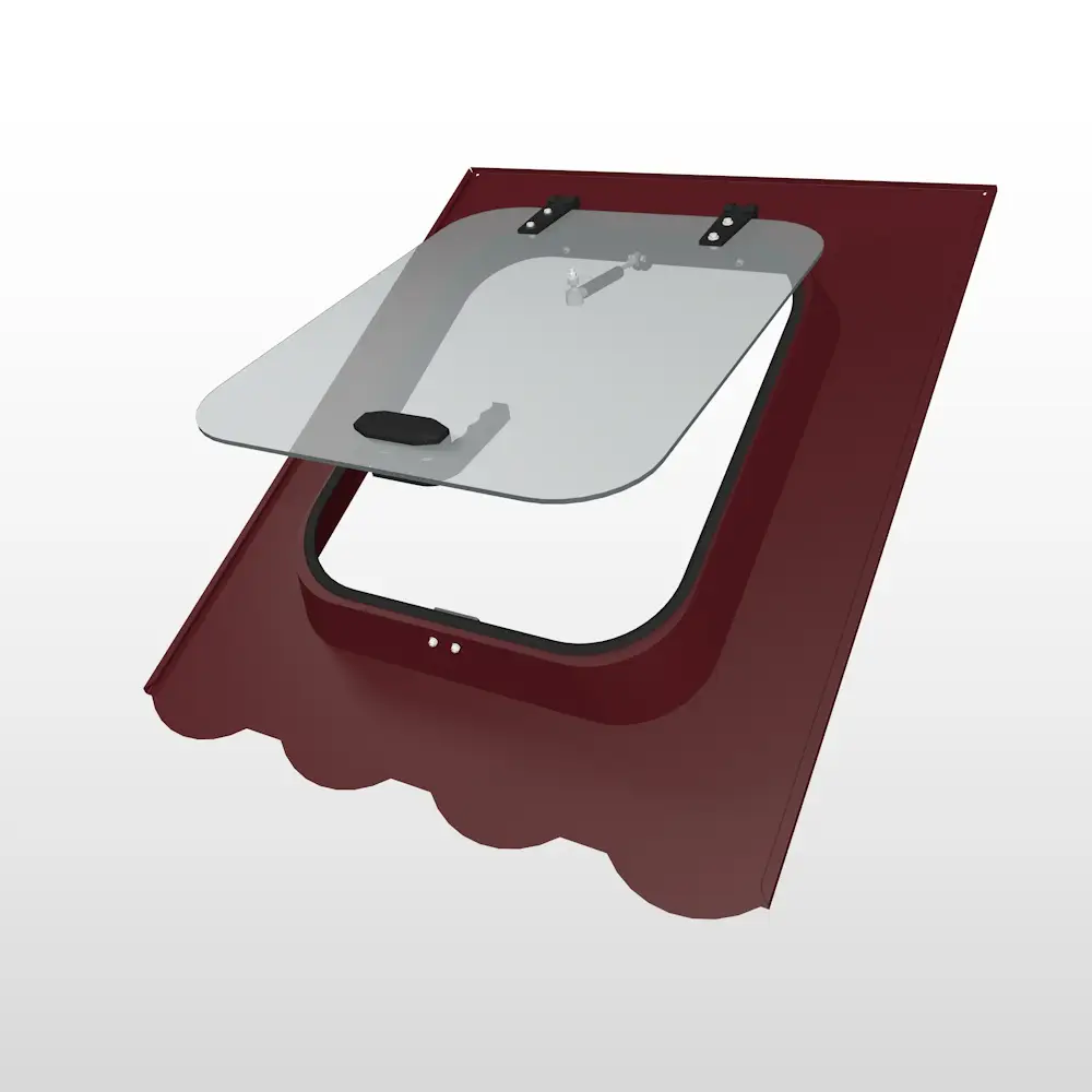 bordo-ral-3009-perspektif__ Shingle Çatı Uyumlu Çatı Çıkış Kapağı - Bordo (Ral 3004) - Görsel 1