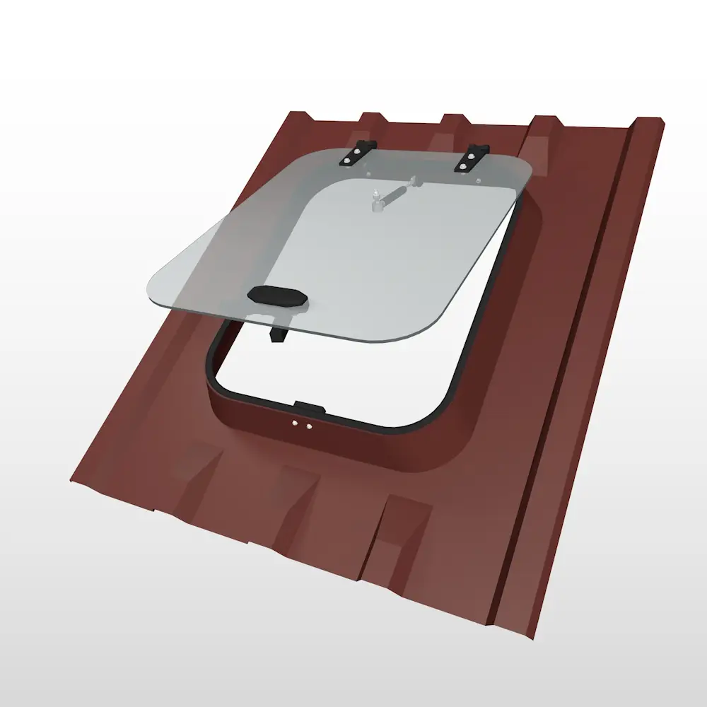 kiremit-ral-3009-perspektif__ Trapez Çatı Uyumlu Çatı Çıkış Kapağı-Kiremit Rengi (Ral 3009) - Görsel 1